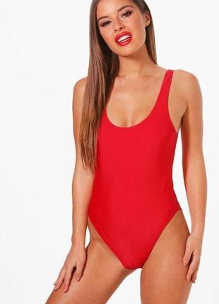 Класний червоний монокіні купальник)))розмір 38/40