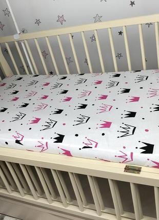 Матрас детский ортопедический baby comfort соня total care кокос 5 слоёв  (120*60*6 см)  короны розовые2 фото