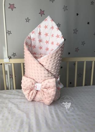 Демисезонный конверт-одеяло baby comfort с плюшем персиковый