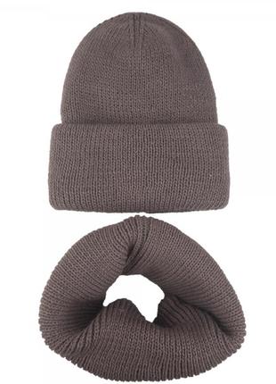 Зимова шапка. зимовий комплект шапка та хомут. зимняя шапка. зимний комплект шапка и хомут5 фото
