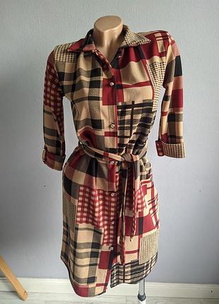 Сукня в клітинку з поясом, misslook