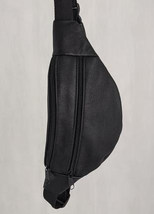 В наявності бананка з натуральної шкіри чорна сумка на пояс або плечі кросбоди слінг шкіра