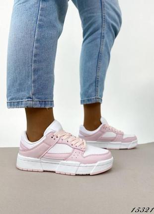 Жіночі кросівки рожеві, еко-шкіра люкс1 фото