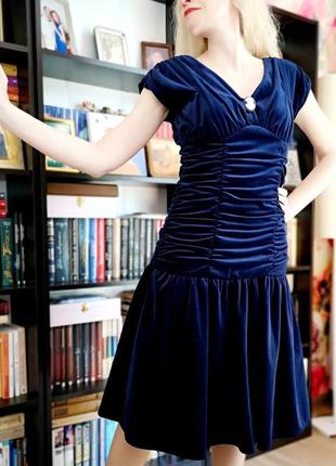 Неймовірна прекрасна стильна елегантна вишукана святкова вечірня вінтажна сукня плаття ретро вінтаж велюрова велюр оксамит стиль гетсбі2 фото