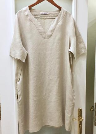 Нова.сукня з льону великого розміру бренду anne weyburn linen midi dress natural beige оригінал.