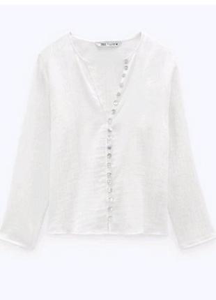 Біла блуза з бавовни zara3 фото