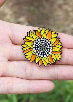 Емальована брошка значок пін квітка соняшник brgv1127933 фото