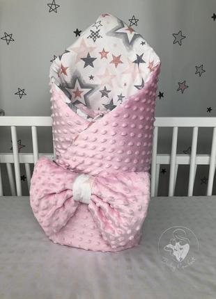 Демисезонный конверт-одеяло baby comfort с плюшем розовый