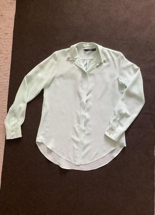 Блуза м‘ята 100% шовк zara р.s3 фото
