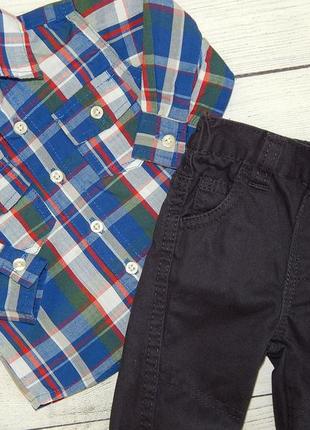 Костюмчик для хлопчика 0-3 місяців, сорочка в клітку і штани.3 фото
