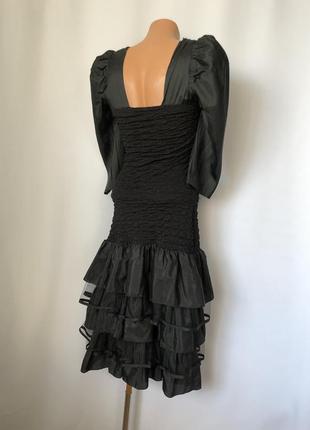 Винтаж 80е черное платье из 80х пышные рукава3 фото