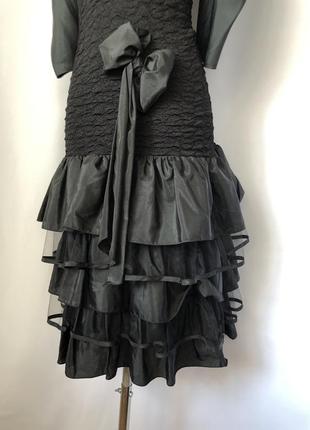 Винтаж 80е черное платье из 80х пышные рукава4 фото