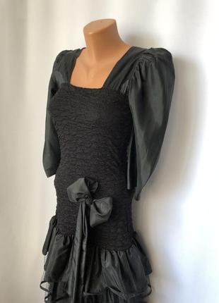 Винтаж 80е черное платье из 80х пышные рукава