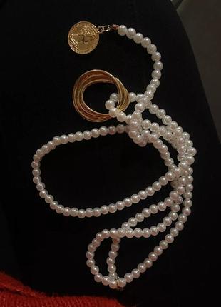 Ланцюжок кольє намисто намисто намистини кулон з штучн.перлами новий7 фото