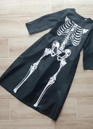 Чорне карнавальна сукня плащ накидка и маска скелет для хеллоуїна на 8 років2 фото