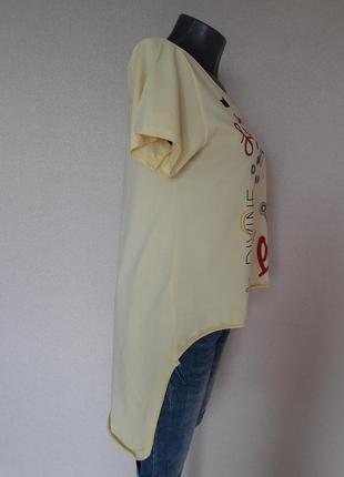 Мега-крута,трендова лимонна футболка з довгим спинкою pink daisy,туреччина,р-р l2 фото