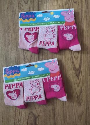 Дитячі шкарпетки набір 3шт. свинка пеппа дісней р. 31/34
