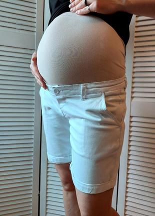 Джинсові шорти білі бермуди для вагітних1 фото