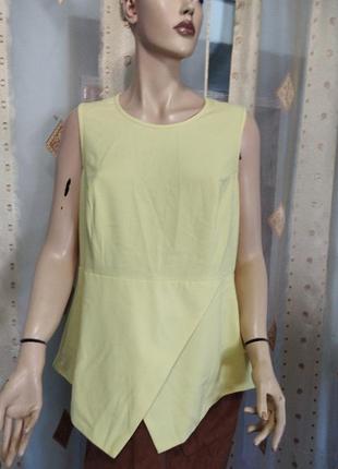 Жіноча асиметрична блуза,з коротким рукавом,лимонного кольору.1 фото