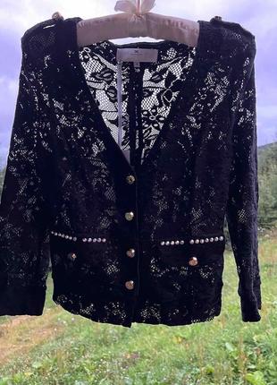 Пиджак чёрный женский нарядный гипюровый / піджак чорний жіночий нарядний гіпюровий