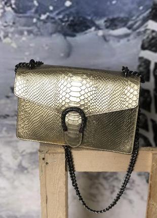 Золотиста сумочка жіноча шкіряна сумка італія кожаные сумки2 фото