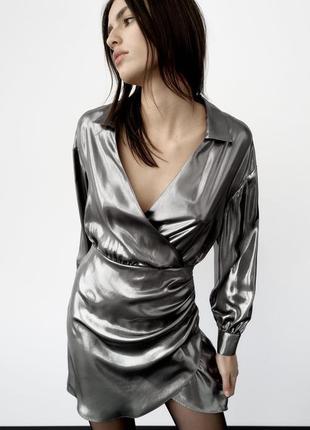 Платье (сукня) из металлизированой ткани zara, размер м2 фото