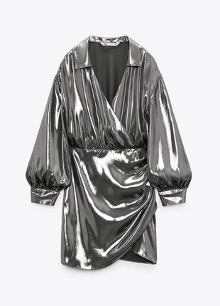 Платье (сукня) из металлизированой ткани zara, размер м6 фото