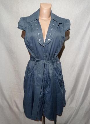 Сукня батистова синьо сірого кольору британського дизайнерського бренду,багатошарова складного крою легка на літо розмір m l недорого