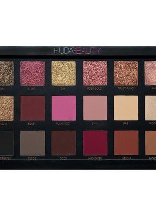 Палетка тіней huda beauty textured shadows palette rose gold, також desert сутінки palette1 фото