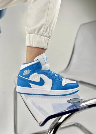 Женские кроссовки nike air jordan 1 mid blue white 36-37-38-39-40