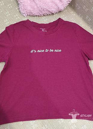 Натуральный топ футболка с надписью / з принтом primark s