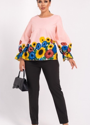 Стильный костюм двойка рубашка + штаны двойка 2 цвета норма. батал 7118-1км