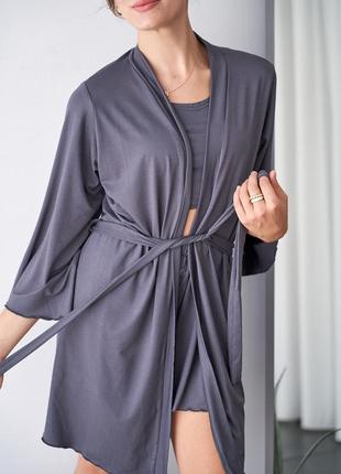 Жіночий комплект халат та піжама віскоза, натуральний домашній набір6 фото