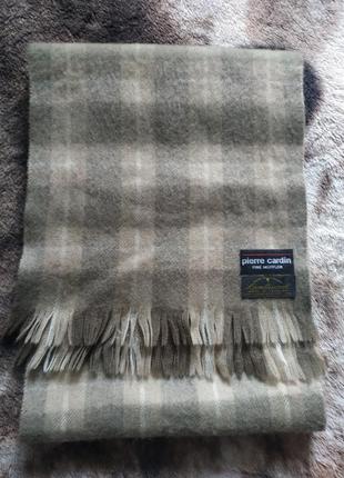 Pierre cardin теплый мужской шарф натуральная овечья шерсть. франция3 фото