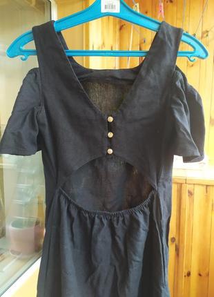 Чорна лляна сукня українського бренду3 фото