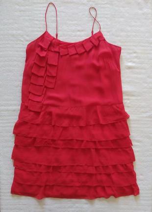 Шовкова шифонова сукня сарафан,  від whistles, в стилі чарльстон, червона1 фото