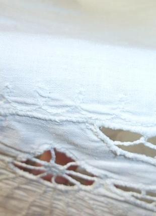 Біла бавовняна штора-скатертина з вишивкою мереживом "рішельє",вінтаж срср7 фото