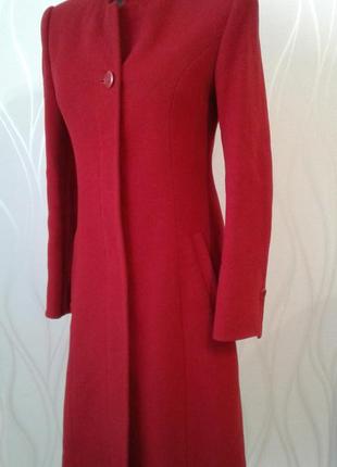 Красивое женское кашемировое пальто на синтепоне красного бордового цвета. classic fashion3 фото