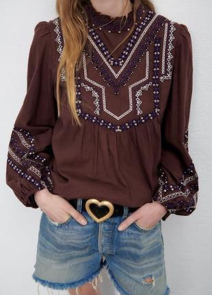 Zara блузка сорочка з вишивкою, вишиванка , розмір s , м