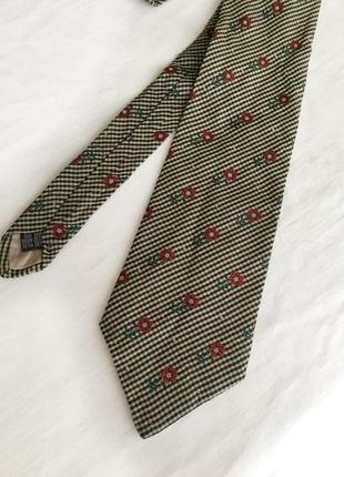 Шовкова краватка в клітинку і квіти, шовкова краватка в клітку1 фото