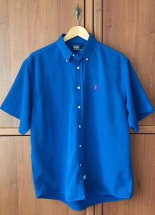 Винтажная мужская рубашка с коротким рукавом polo by ralph lauren vintage