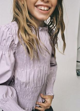 Топ  ,фиалкового цвета ,присобранная новая коллекции zara girl 7 лет 122 см,8 лет 128 см,10 лет 140 см,11-12 лет 152 см,13-14 лет 164 см