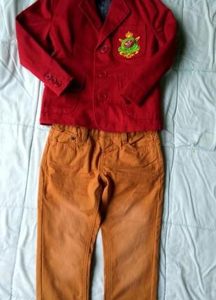Бордовый пиджак мальчику р. 3-4года -рост 100см новый s.d.m.m5 фото