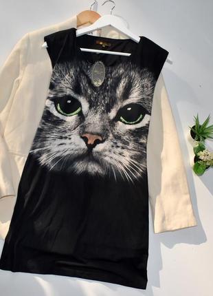 Китай  красиве оригінальне плаття еластичне з мордочкою кота1 фото