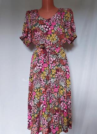 Цветочное платье миди debenhams billie and blossom dresses(размер 12-14)9 фото