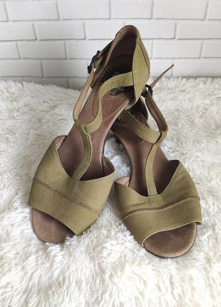 Шкіряні босоніжки, оливкові босоніжки