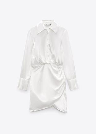 Белое атласное платье из новой коллекции zara размер s1 фото