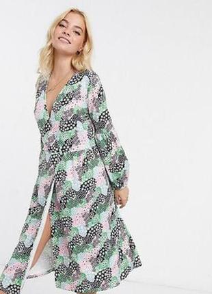 Asos асос платье белое чёрное зелёное розовое на запах миди оверсайз свободное4 фото