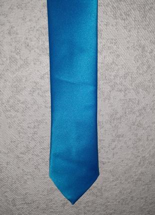 Голубой галстук узкий3 фото