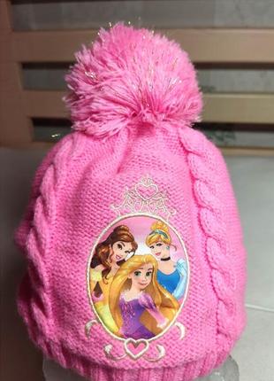 ❤️ красивая, теплая (на флисе) шапочка princess disney в идеале, на девочку 3-5 лет